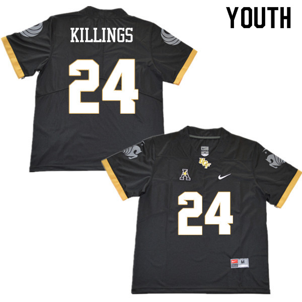 Youth #24 D.J. Killings UCF Knights College Football Jerseys Sale-Black